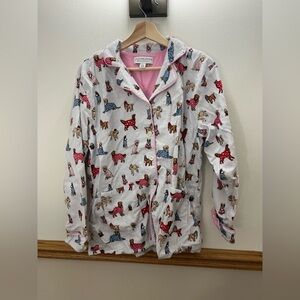 Karen Neuburger Live Love Lounge Dog Flannel Pajama Top Size Medium